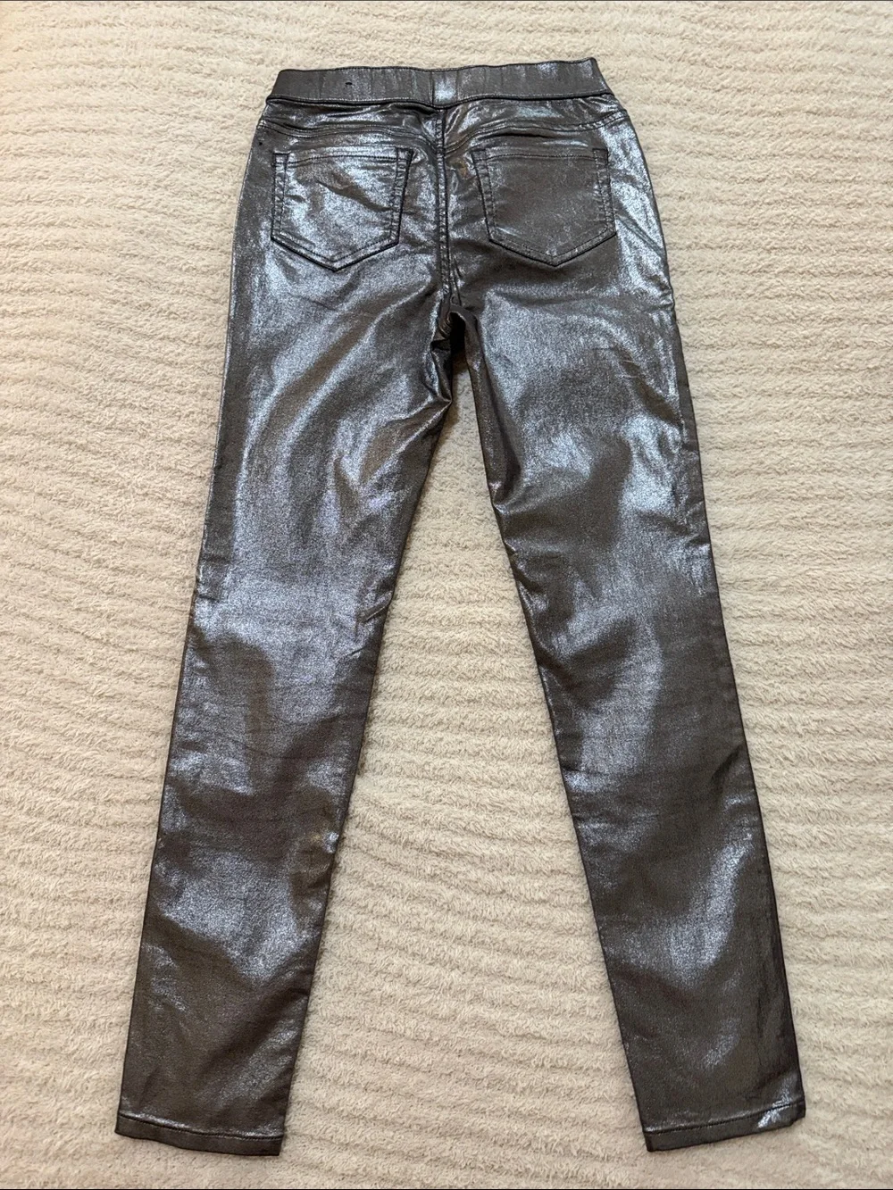 Justice pull on Metallic silver Girls' Jeans